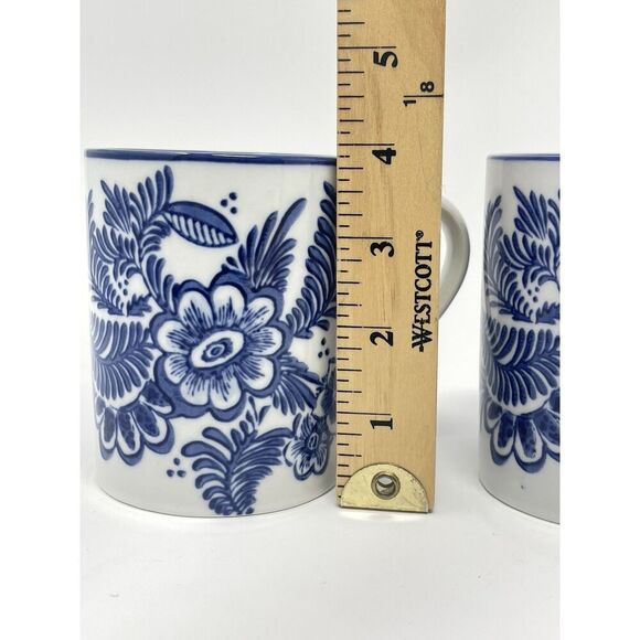 Pottery Barn Elsie Mugs Coffee Cup Blue White Bird Discontinued Rare Set Of 2 - Picture 4 of 8